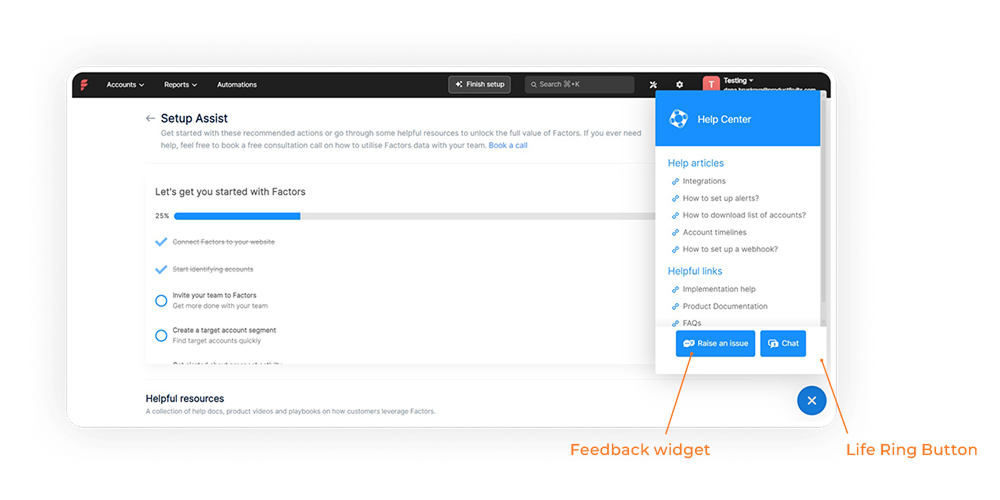 Life Ring Button including feedback widget